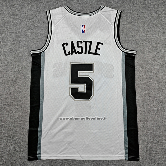 Maglia San Antonio Spurs Stephon Castle No 5 Association 2025-26 Bianco